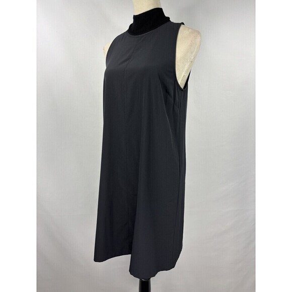 Athleta Initiative Sleeveless Dress Black Small High Neck Exposed Zipper - Picture 3 of 11